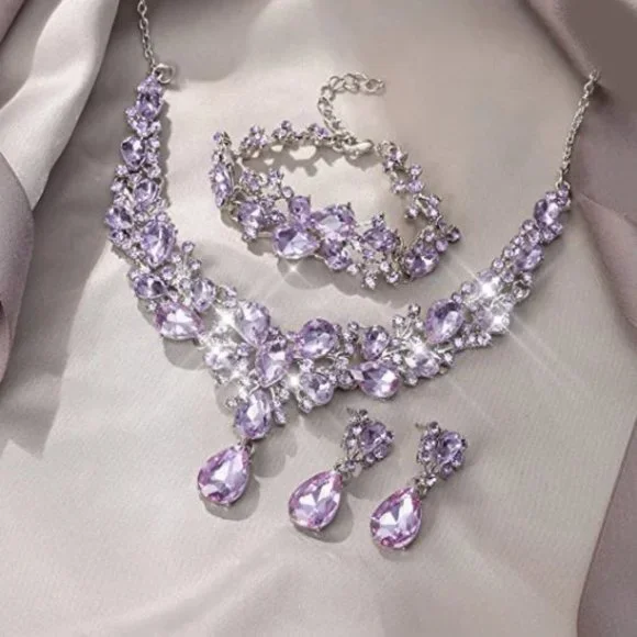 NEW Sparkling Bling Swarovski Crystal Rhinestone Wedding Necklace Set + … - Picture 12 of 16